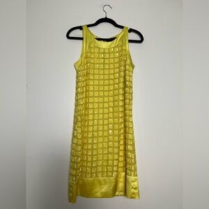 Aidan Mattox Womens Yellow Sequins Dress size 6 Prom HOCO Party Shine 100% Silk‎